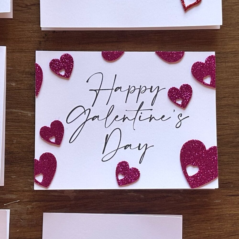 Bundle of Homemade Valentine Cards Set of 5 Cards Handcrafted